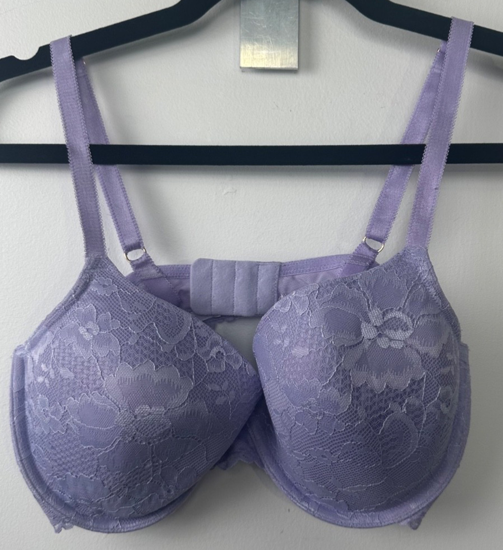 Savage X Fenty Purple Floral Lace Underwired Bra size 36D Full Coverage C7